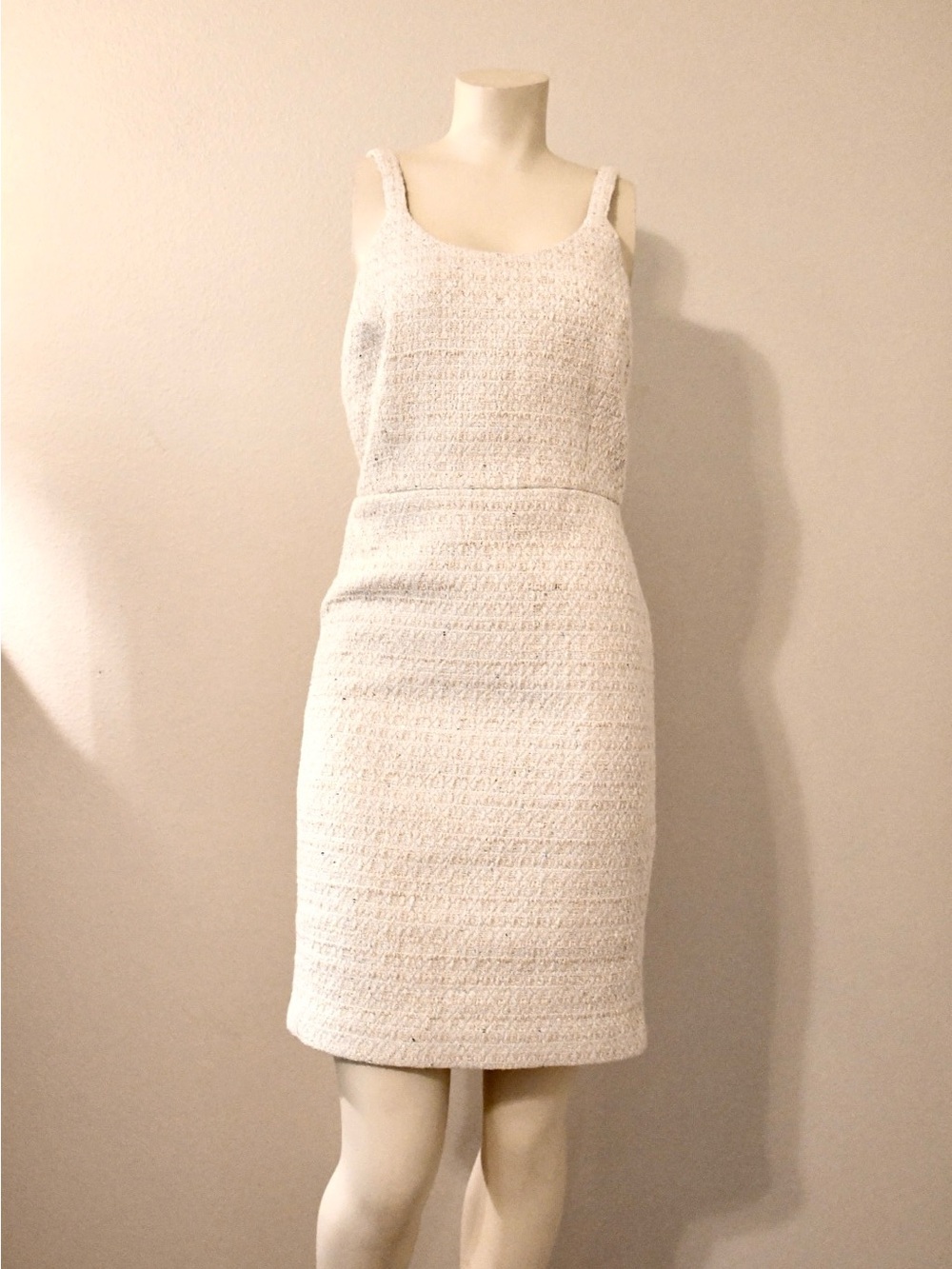 Versona Ivory Textured Sheath Dress sleeveless XS
